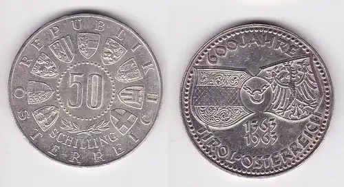 50 Schilling Silber Münze Österreich 1963 	600 Jahre Tirol (154262)