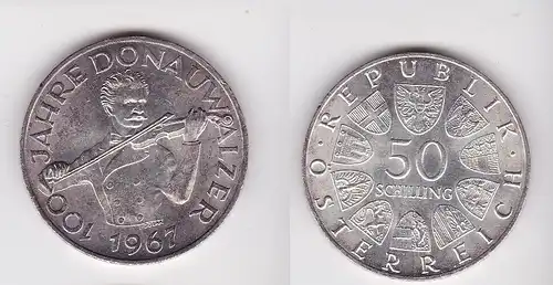 50 Schilling Silber Münze Österreich 1967 100 Jahre Donauwalzer (158592)