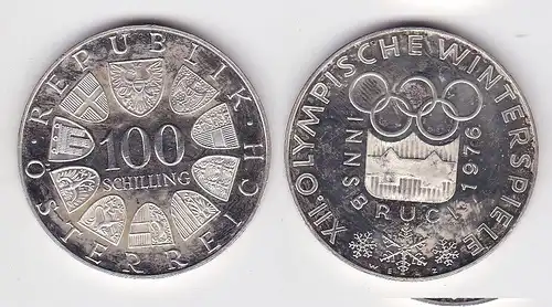100 Schilling Silber Münze Österreich 1976 Winter Olympiade Innsbruck (158811)