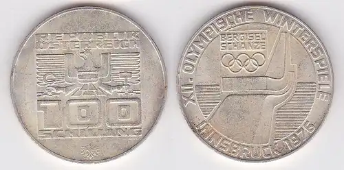 100 Schilling Silber Münze Österreich 1976 Winter Olympiade Innsbruck (152702)