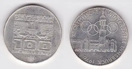 100 Schilling Silber Münze Österreich 1976 Winter Olympiade Innsbruck (151932)