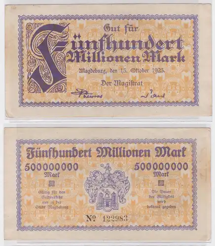 500 Millionen Mark Banknote Stadt Magdeburg 15.10.1923 (122234)