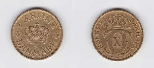 1 Krone Messing Münze Dänemark 1929 (134581)