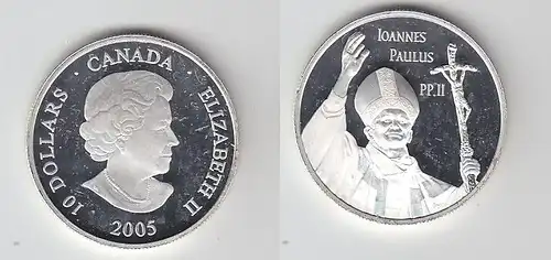 1 Dollar Silber Münze Kanada Papst Johannes Paul II 2005 (116476)