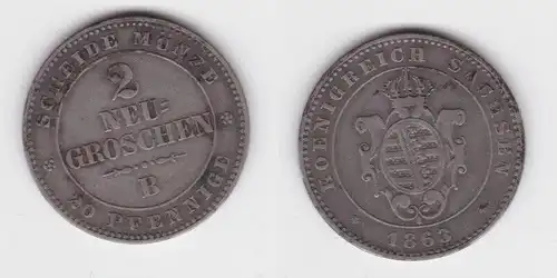 2 Neu Groschen Silber Münze Sachsen 1863 B ss (141720)