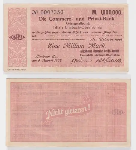 1 Million Mark Banknote Commerz & Privatbank Limbach 6.8.1923 (121631)