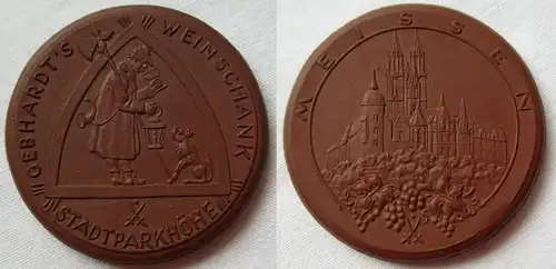 rare Porzellanmedaille Meißen Gebhardt´s Weinschank Stadtparkhöhe (142865)