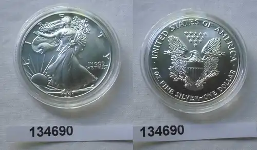 1 Dollar Silber Münze Silver Eagle USA 1991 1 Unze Feinsilber Stgl. (134690)