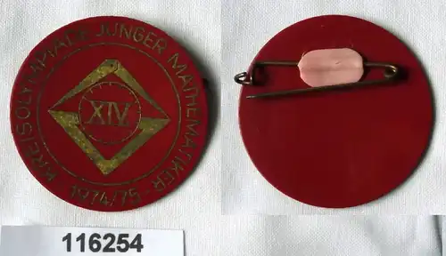 DDR Plaste Abzeichen Kreisolympiade Junger Mathematiker 1974/75 (116254)