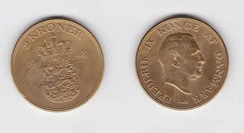 2 Kronen Kroner Messing Münze Dänemark Krone 1948 (134595)