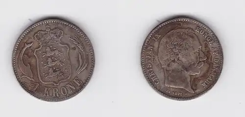 1 Krone Silber Münze Dänemark Delphin 1875 (134577)