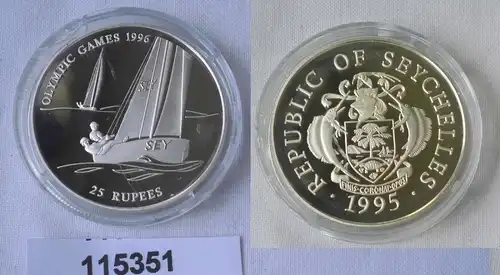 25 Rupees Silbermünze Seychellen Olympiade 1996 Atlanta Segler 1995 (115351)