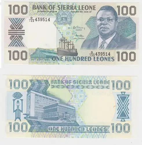 100 Leones Banknote Sierra Leone 1990 bankfrisch UNC (153299)