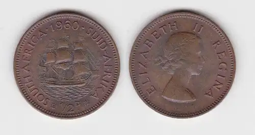 1/2 Penny Bronze Münze Südafrika 1960 Queen Elisabeth II. (113919)