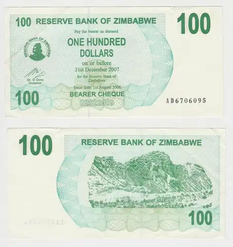 100 Dollar Banknote Reserve Bank of Zimbabwe Simbabwe 2006 (152828)