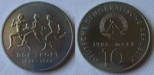 DDR Gedenk Münze 10 Mark 40 Jahre DDR Sport 1988 Stgl. (142672)