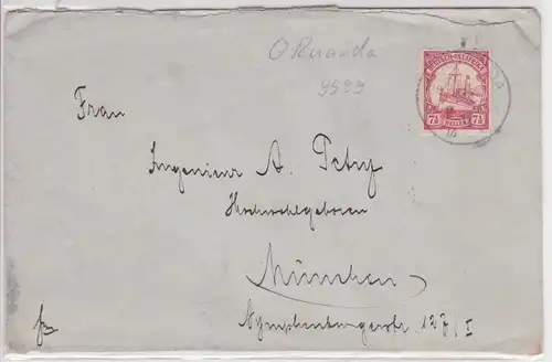67334 seltener Brief Deutsch Ostafrika DOA Stempel Ruanda 2.3.1914 nach München