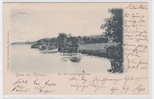 903629 Ak Gruß aus Molchow an der Landungsbrücke 1900