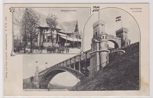 87281 Ak Hochbrücke bei Levensau, Margarethenthal 1909
