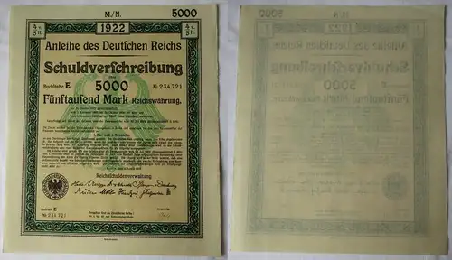 50000 Mark Aktie Schuldverschreibung deutsches Reich Berlin 01.08.1922 (138367)