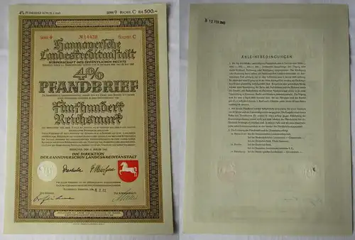 500 Reichsmark Pfandbrief Hannoverschen Landeskreditanstalt 15.Jan.1943 (136473)