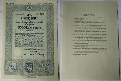 5000 Reichsmark Landesbank & Girozentrale Westmark Saarbrücken 1.7.1942 (135990)