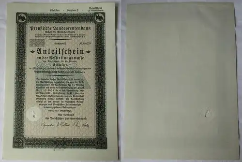 Anteilschein Schlesien Preußische Landesrentenbank Berlin 1.10.1928 (139906)