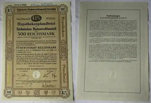 500 RM Schuldverschreibung Sächsische Bodencreditanstalt Dresden 1936 (136210)