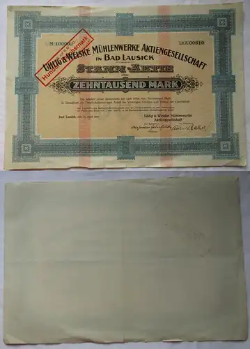 10000 Mark Aktie Uhlig & Weiske Mühlenwerke AG Bad Lausick 17.4.1923 (135706)