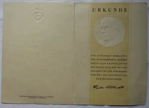 DDR Urkunde VEB Muss. & Dekodruckerei Penig Brigadier Rohwarenlager 1956 /164859