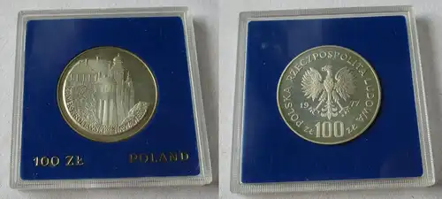 100 Zloty Silber Münze Polen Königsschloss in Krakau 1977 PP (134106)