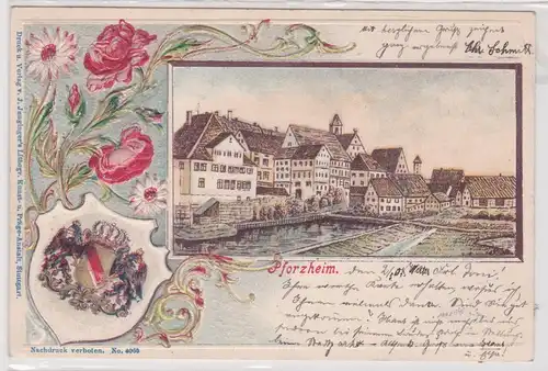 85172 Wappen Präge Ak Lithographie Pforzheim 1904