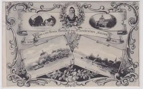 76855 Ak Gruß vom XIV.Kreis Turnfest des IV Turnkreises "Norden" zu Eutin 1912