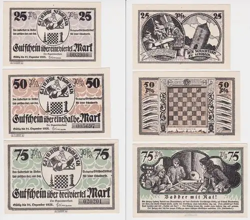 3 Banknoten Notgeld Gemeinde Stroebeck 1921 (162098)