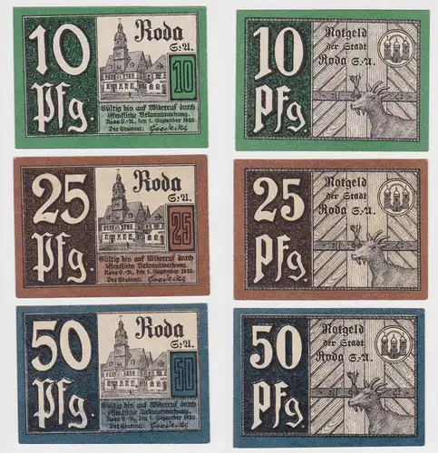10,25 und 50 Pfennig Banknoten Notgeld Stadt Roda 1.9.1920 (162047)