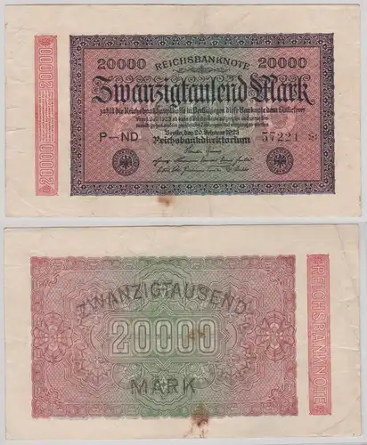 20000 Mark Banknote Berlin 20.2.1923 Rosenberg 84 a (103657)