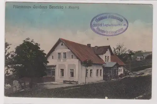 901073 Ak Pittermanns Gasthaus Benetzko im Riesengebirge 1913