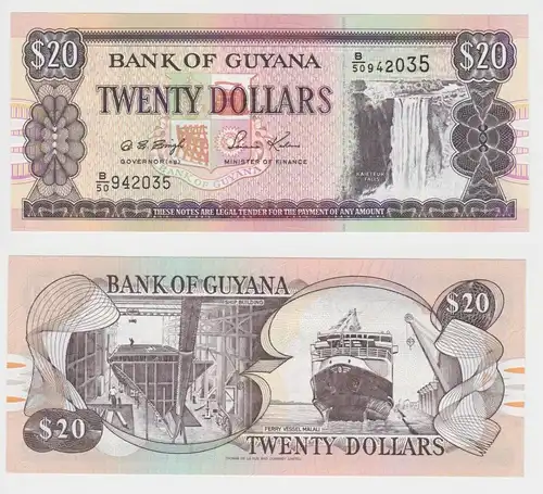 20 Dollar Banknote Bank of Guyana 1996 Pick 30b (153210)