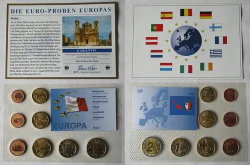 Kursmünzsatz KMS Malta 2006 Euro Proben Essai Pattern + Zertifikat (121125)