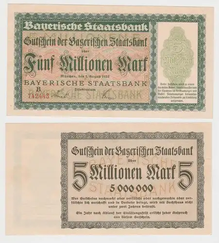 5 Million Mark Banknote Bayerische Staatsbank München 1. August 1923 (114793)