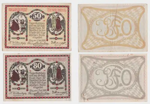 50 und 80 Heller Banknoten Linz Katholische Frauen-Organisation (137247)
