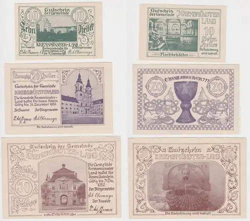 10, 20 und 50 Heller Banknoten Kremsmünster-Land (135331)
