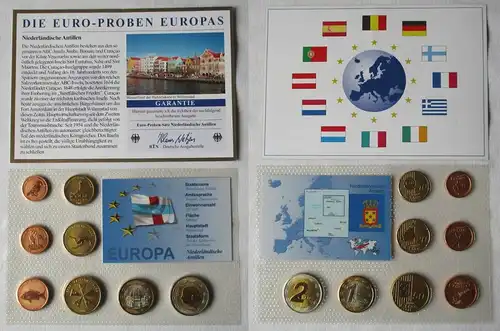 Kursmünzsatz KMS Niederländische Antillen Euro Proben + Zertifikate (123292)