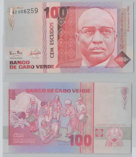 100 Escudos Banknote Kap Verde Cabo Verde 1989 P57 bankfrisch UNC (153562)