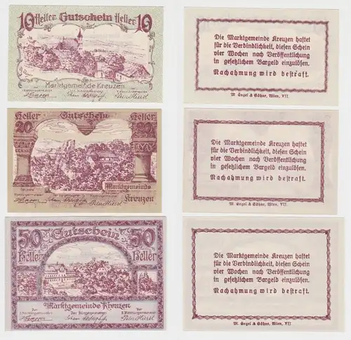 10, 20 und 50 Heller Banknoten Kreuzer (133097)