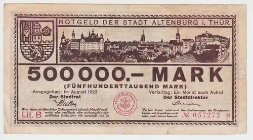 500000 Mark Banknote Stadt Altenburg August 1923 (150130)