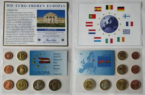 Kursmünzsatz KMS Euro Essai Pattern Probe Lettland 2014 + Zertifikat (125570)