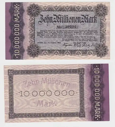 10 Millionen Mark Banknote Inflation Regierungsbezirk Trier 14.08.1923 (116159)