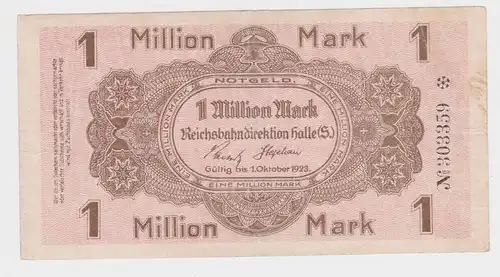 1 Million Mark Banknote Halle Reichsbahndirektion 1.Oktober 1923 (147034)