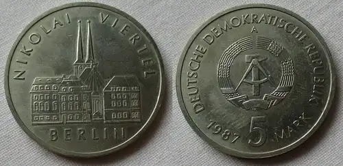 DDR Gedenk Münze 5 Mark Berlin Nikolai Viertel 1987 (124570)